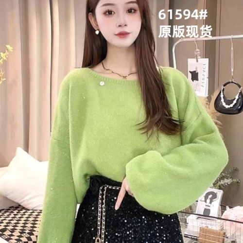Korean Leisure Style Loose Shoulder Soft and Chewy Women's Sweater 2025 Autumn/Winter New Arrival Versatile Personality Long-Sleeve Knit Top