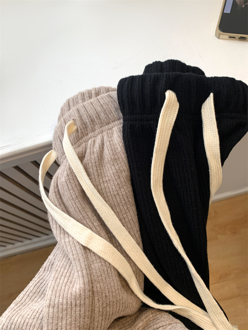 Real shot High waist loose and thin new casual pants elastic waist wide leg pants drawstring drape pants tide