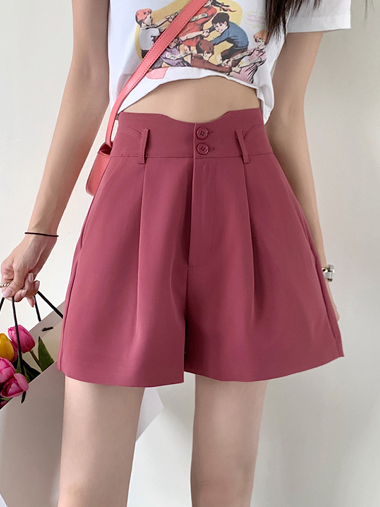 Official - Summer Korean loose Suit Shorts Small mm casual wide leg high waist straight pants shorts women