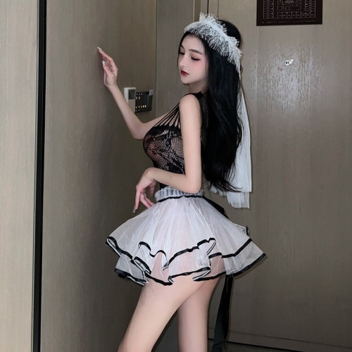 Real shooting fun play sexy Ruffle puffy skirt perspective Pajama suit female