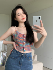 Real price summer Spice Girls pure vacation style slim short pearl suspender vest