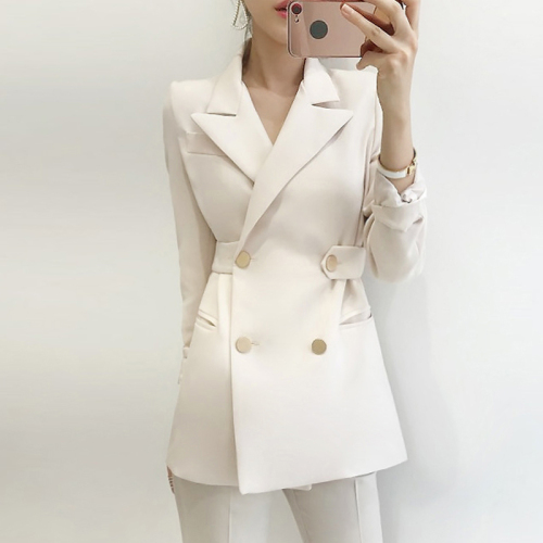  autumn new small suit jacket women's solid color Korean version fashion slim double-breasted short suit jacket women