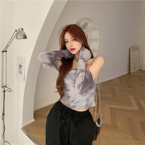 Real shot real price 2020 autumn tie dye Hong Kong Style T-shirt for women