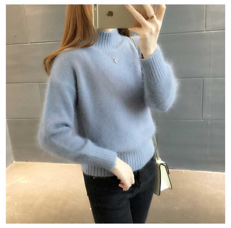 Autumn and winter imitation mink sweater women's 2021 new fashion versatile sweater loose Pullover bottomed shirt
