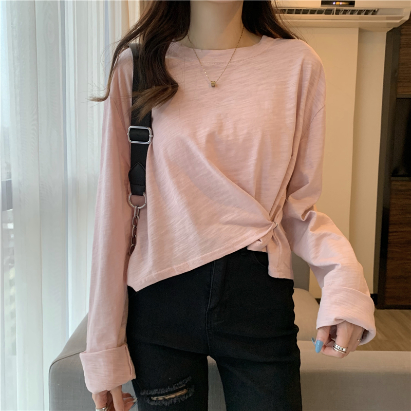 Real shot real price new Hanfeng early autumn buckle Pullover languid long sleeve T-shirt