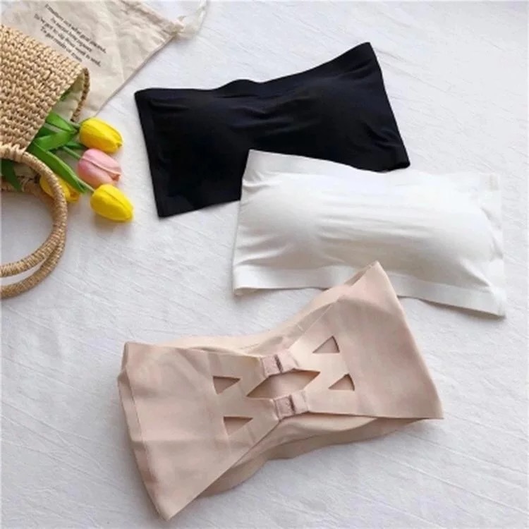 Strapless ice silk one-word wrap chest breathable anti-shock breasted sports shockproof anti-shock girls seamless beautiful back