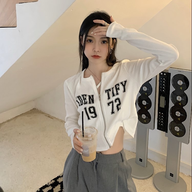 Official figure short Cardigan Jacket Women's spring and Autumn New Korean version loose long sleeve design sense of minority