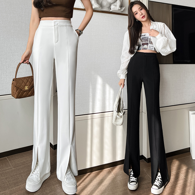 Women's spring 2022 elastic high waist slim fit slim floor mop suit pants elastic flared pants