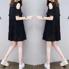 Dress women's summer shoulder drain Korean new style dress is thin, white and not tall