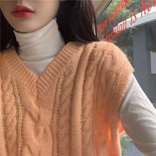 Real price ~ Knitted Sweater Vest Jacket Women's autumn lazy loose multi color yuan