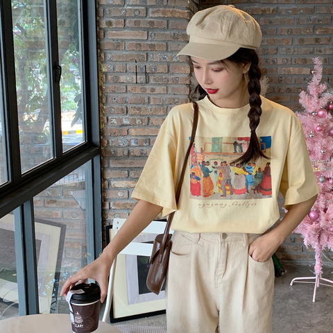 2022 new T-shirt short sleeved women ins foreign style half sleeved women