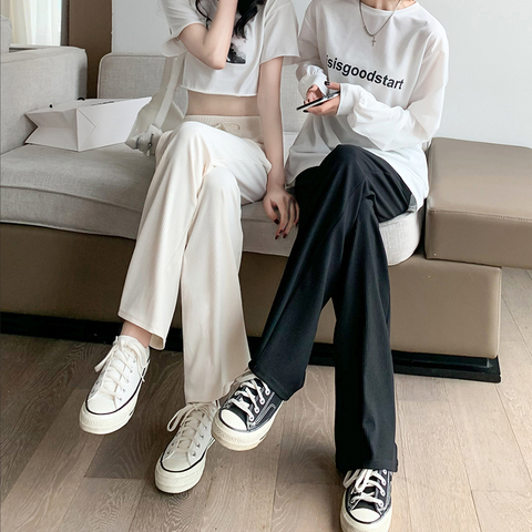 Ice silk wide leg pants women's summer thin high waist hanging feeling white loose straight tube small casual floor fairy pants