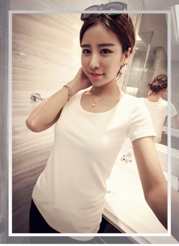 Official picture white short sleeve T-shirt women's summer half sleeve simple slim fit T-shirt solid color top