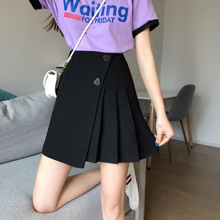 Real photo real price long leg skirt for women 2020 new style high and thin A-line irregular pleated skirt