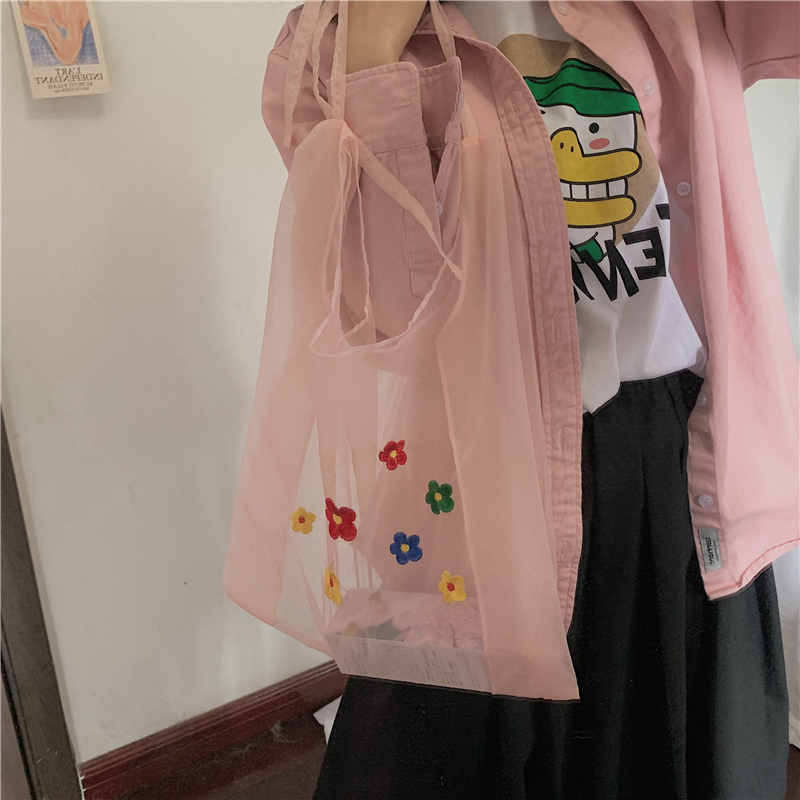 Photo ~Interesting Colorful Embroidery Small Flower Panya Wind Summer Seaside Screen Shopping Bag Single Shoulder Bag