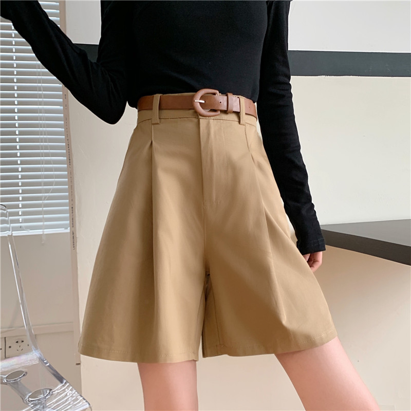 Real shot summer casual fashion work clothes wide leg pants 5-point shorts