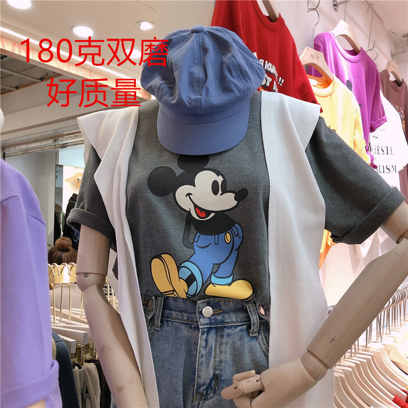 Net red ins fashion short sleeve T-shirt for women 2020 new Korean loose cartoon printed Mickey