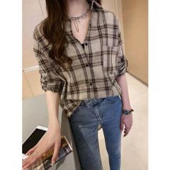 Spring 2020 new Korean Style Long Sleeve Plaid Shirt women's loose Design Top Casual Shirt coat