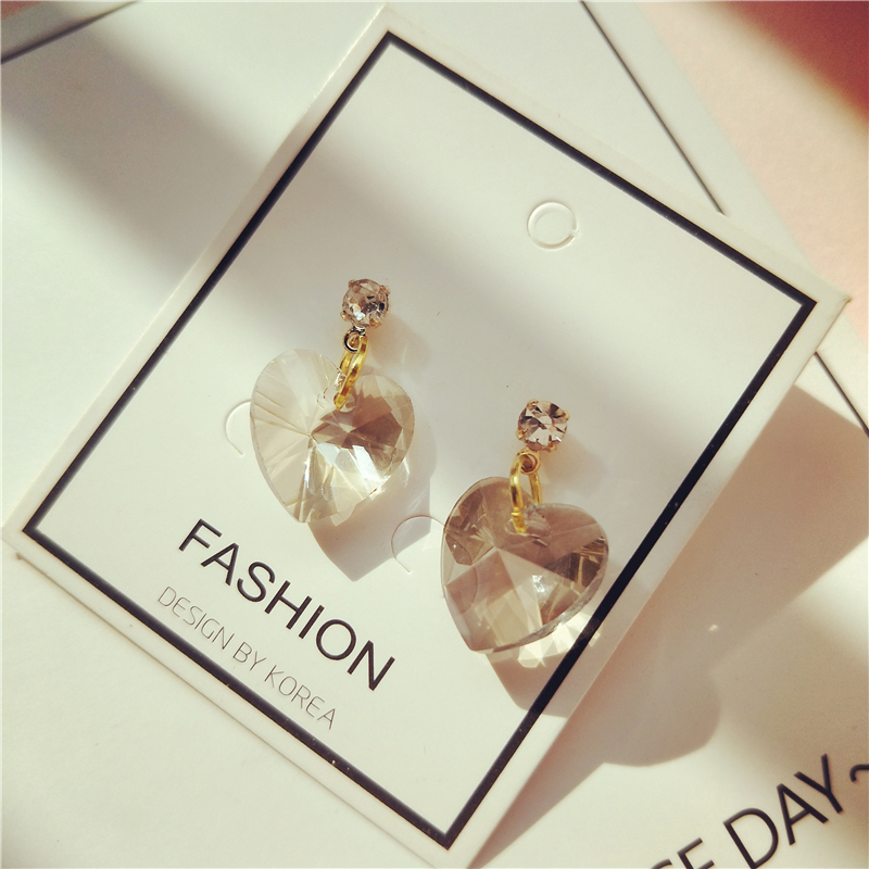 Original five-color transparent crystal loving eardrop glass chain zircon nail sweet earring ear nail