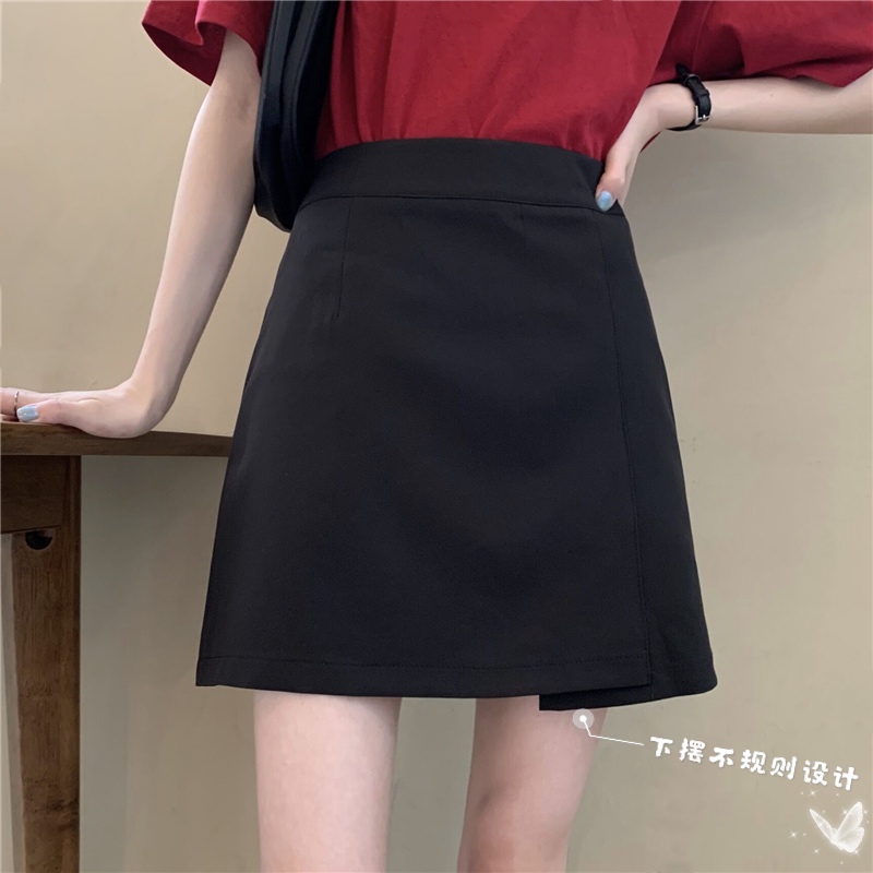 Real photo, real price, Korean version, high waist, thin back, zipper, all-around suit skirt, solid color skirt, A-line skirt