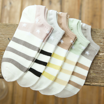 (gift) women's cotton boat socks women's socks star stripe low top socks casual plain women's socks boat socks