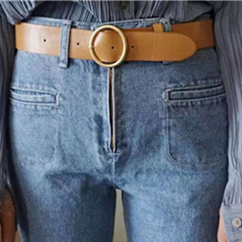 New fashionable round metal PU leather broadband needle buckle belt