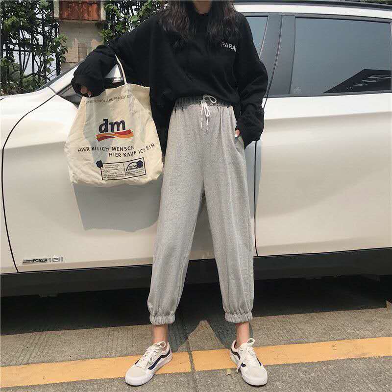 Fat sister spring and autumn new large women's wear 200kg BF wind fat mm wide leg legged sports pants