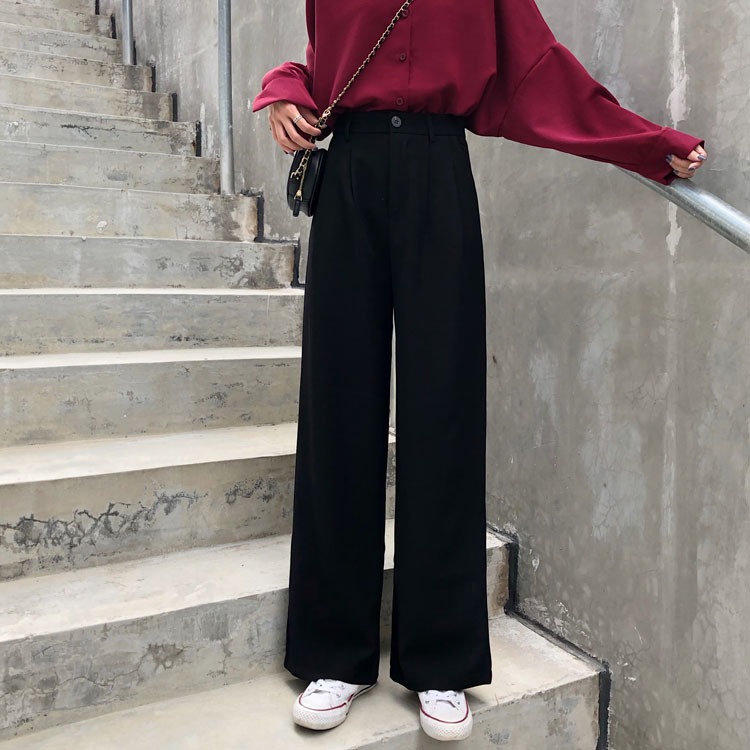 Real-price new Korean version of chic high-waist straight trousers, wide-legged trousers and slacks