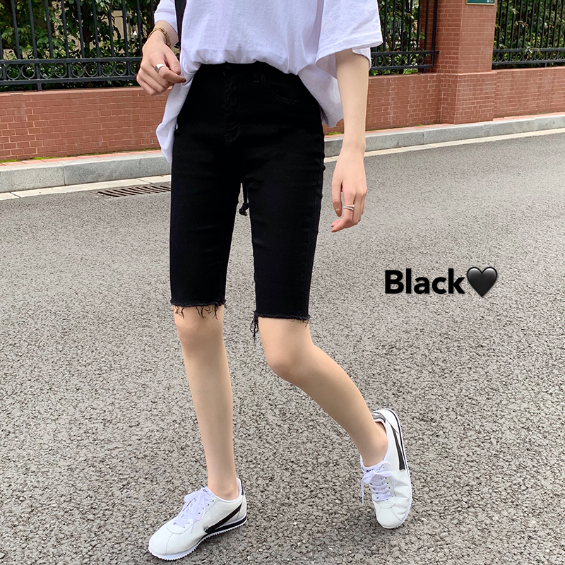 Real picture chic Korean new style pants with raw hem and fashionable shorts with slim body and high waist