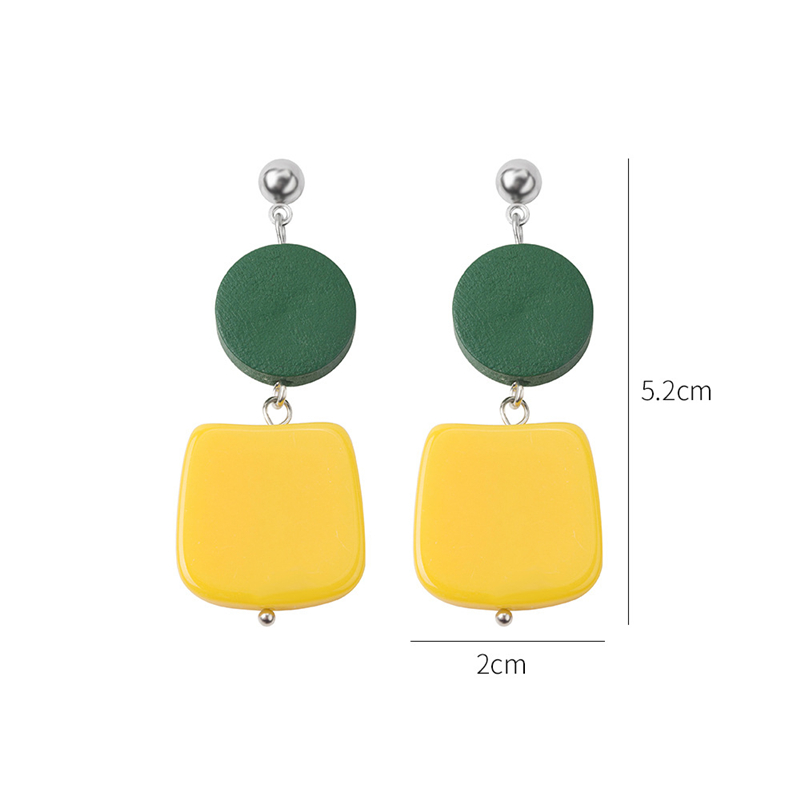 Japanese and Korean New Coloured Acrylic Wood Long Earrings Ins Fashion and Sweet Ear Nails