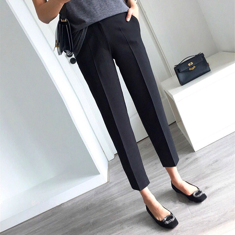 New straight tube suit pants in spring and autumn 2020 women's high waist, thin and saggy, Korean version casual nine point small leg smoke tube pants