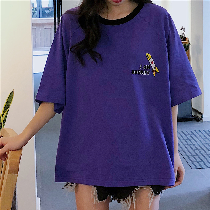 Photo 6 535 Rack Cotton 2019 New Loose Hundred Short Sleeve T-shirt Girls Summer Dress Ins Tide