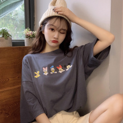 Cute Mickey short sleeve T-shirt women's ins super fire net red loose BF lazy top