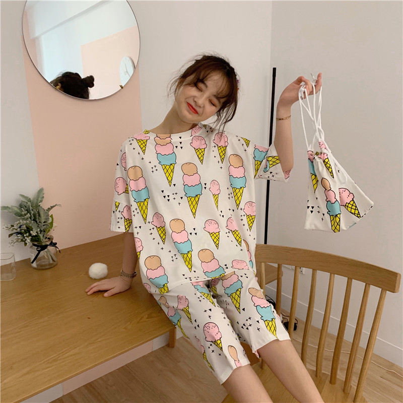 Real-price Korean net red bag pajamas, ice cream home clothes, girlfriend pajamas, three sets
