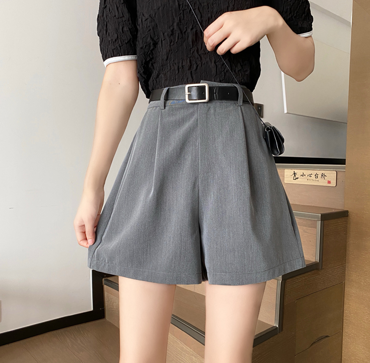 Real photo real price ~ high waist Suit Shorts women's summer straight tube loose 2020 versatile thin black wide leg pants