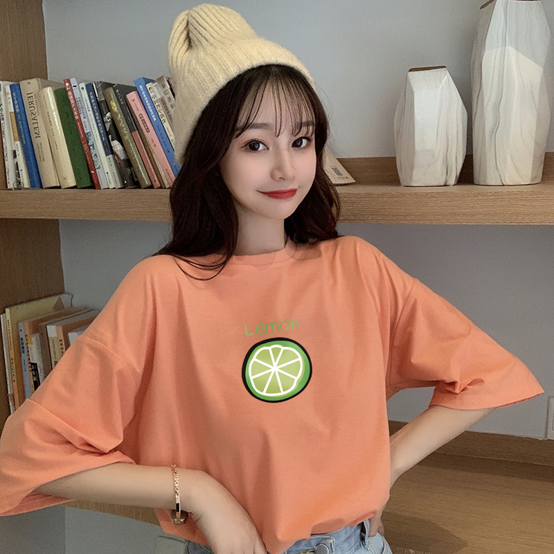 1926 Chen real photo 6535 net red same 2020 Korean summer new student loose print short sleeve women's T-shirt