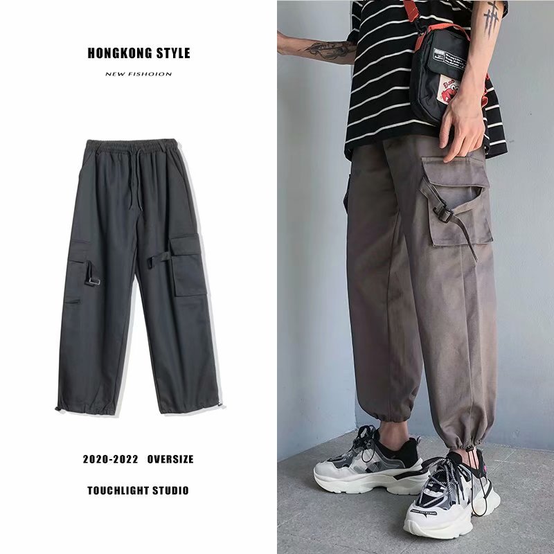 Straight tube loose fitting overalls men's all-around drapery Japanese pants Hong Kong fashion brand Korean Trend ins casual pants