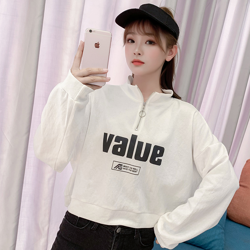 Real shot 6535 fish scale Japanese and Korean women's clothing Korean version high collar Pullover Sweater women's spring and autumn thin loose short jacket