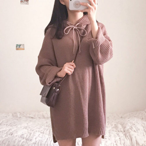Quality Inspection of Korean Chic Loose Mid-long Sleeve Sweater Skirt and Dress in Autumn and Winter