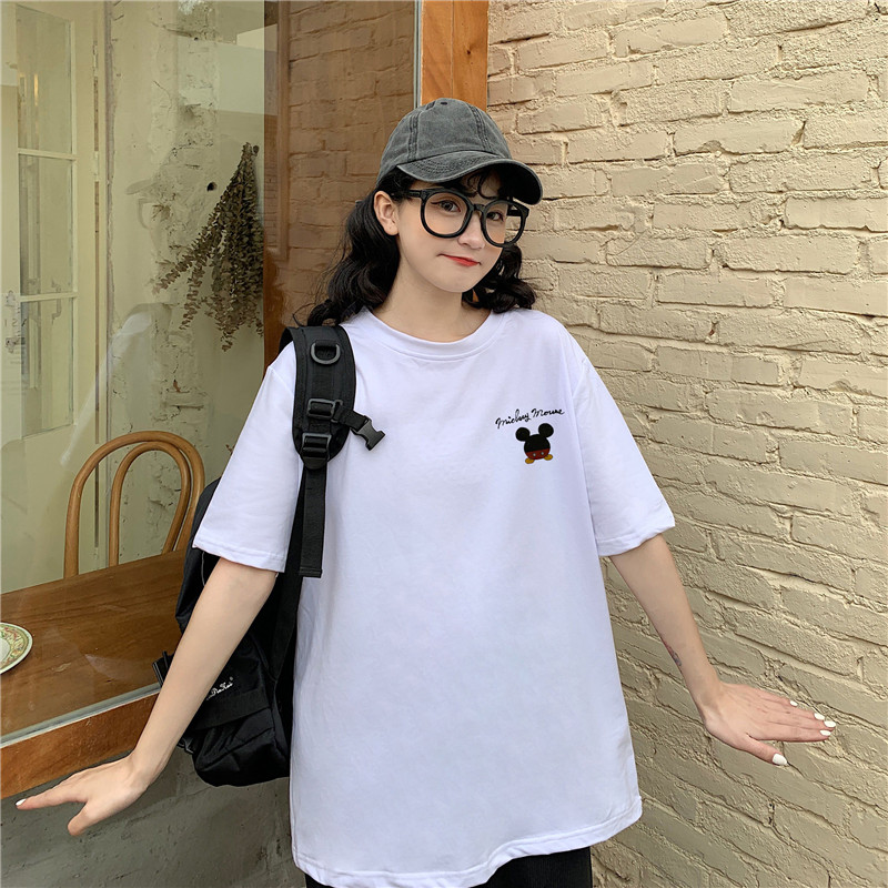 050 ා real shot cotton short sleeve women's fashion spring new cartoon Mickey Korean loose Mickey Mouse half sleeve T-shirt