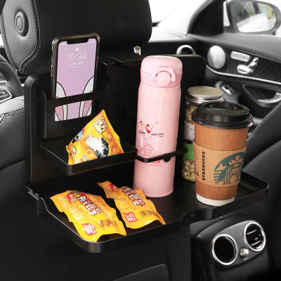 Car supplies cute multi-functional tray rear seat folding table for snack drinks and water cup shelves