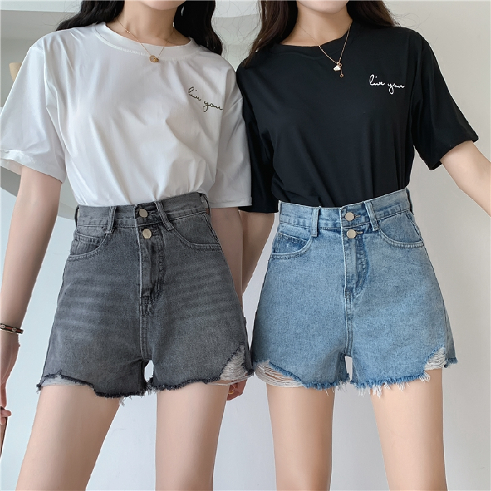 Elegant denim shorts women's high waist loose 2020 new summer show thin wear A-NET red tide