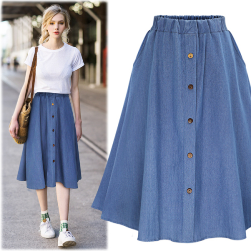 Oversize jeans loose half-length skirt; oversize fat mm loose waist student class dress half-length skirt