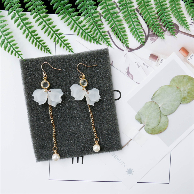 Japanese and Korean new fashion personality double-sided frosted petal Earrings Ms. Long ins Earrings