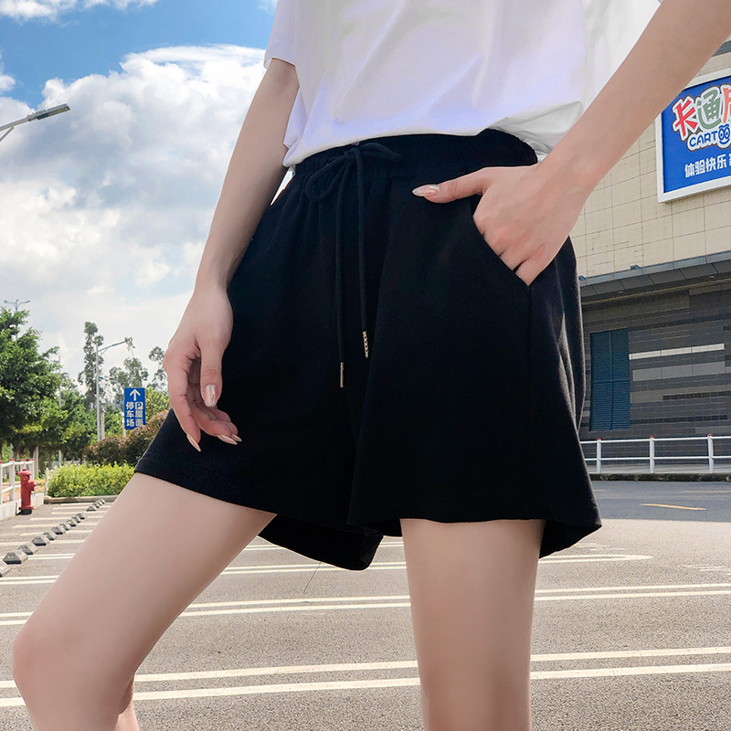 630 real shot 6535 fish scales summer students relaxed leisure sports High Waist Wide Leg shorts women's ins trend