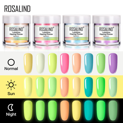 Rosalind new three color night light infiltrating powder 10ml baking free Acrylic Nail Powder