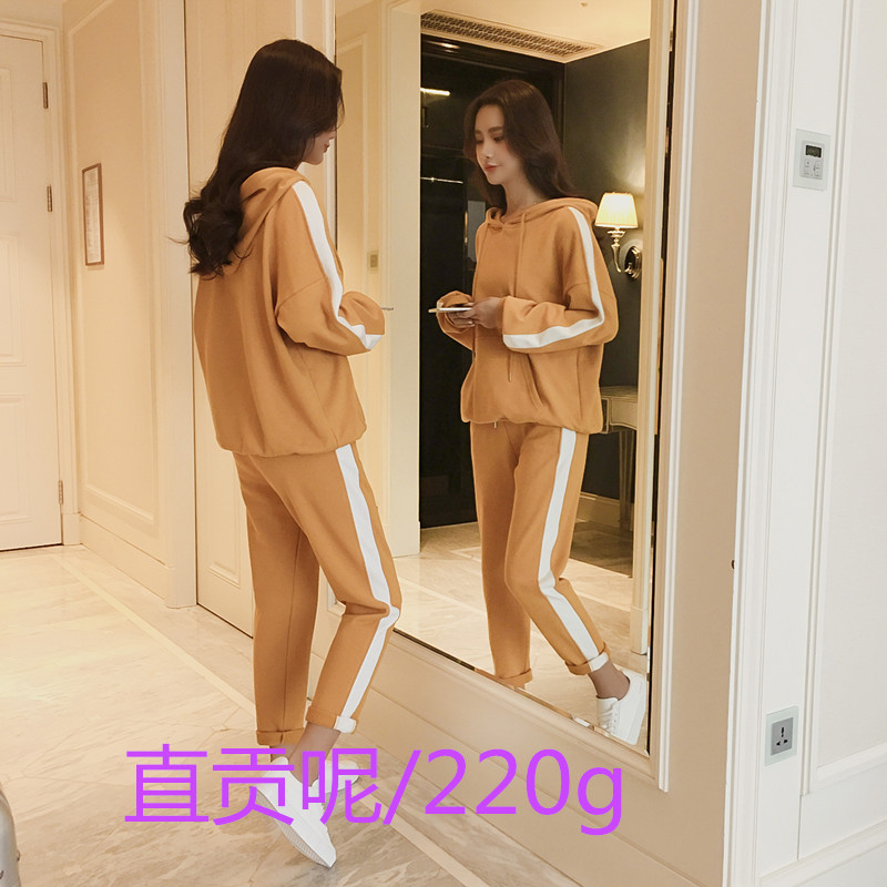 Zhigongniqiu new Korean version loose hooded student ulzzang leisure sports two piece suit winter