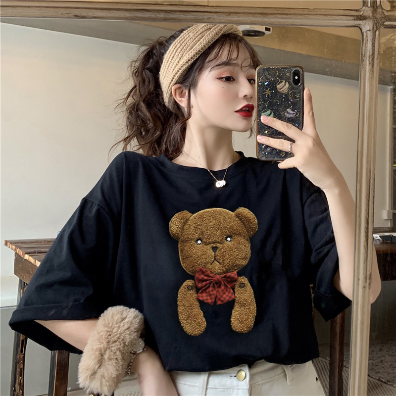 Photo 6535 short sleeve cub three dimensional T-shirt women's Korean version ins super hot loose top trend