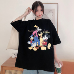 Photo 6535 cotton Mickey cartoon T-shirt women's loose and lazy large version thin bottoming shirt