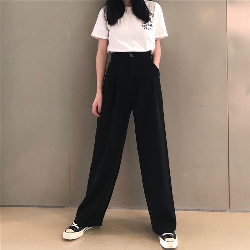 Control 39 Real Price Dark Red Retro Drop Sense Broad-legged Pants Women's Loose Thighs, High-waist and Straight-barreled Casual Pants